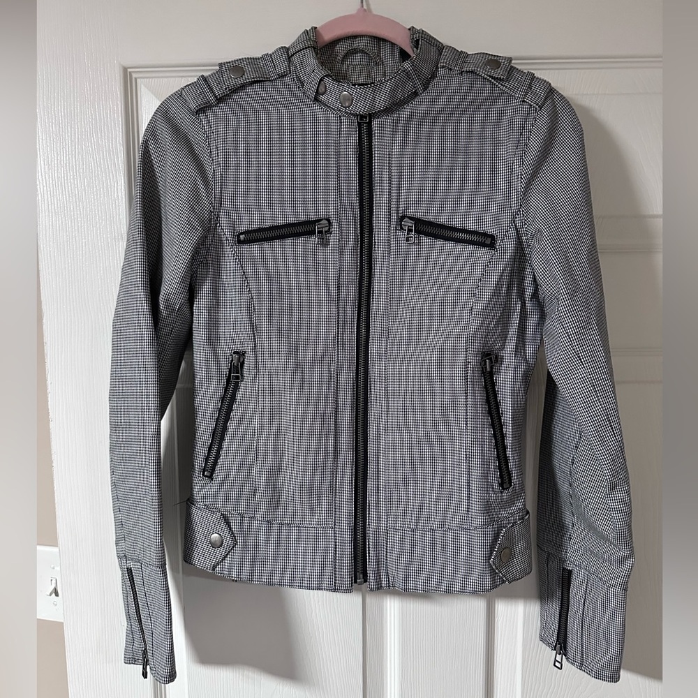 Vintage Ben Sherman Houndstooth Moto Jacket, XS